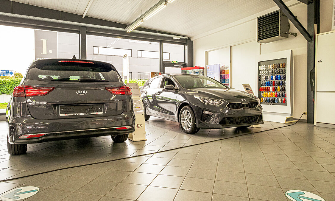 Intérieur de la concession Kia de Wavre